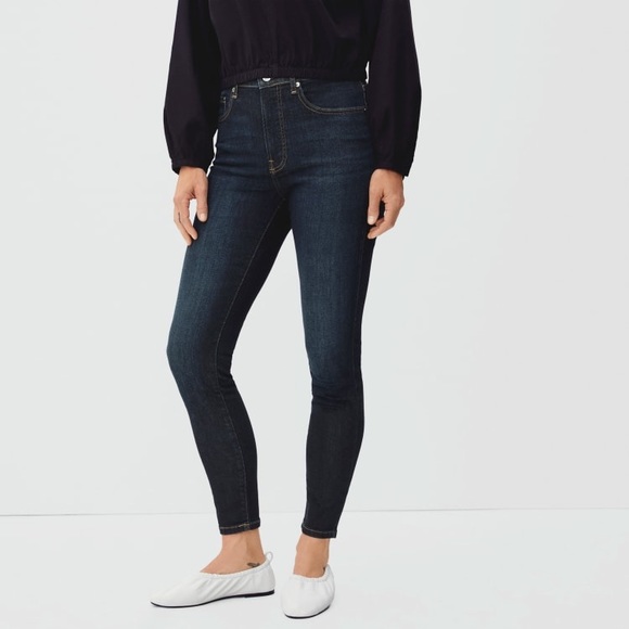 NWT everlane authentic stretch high-rise skinny jeans deep indigo sz 29 tall - Picture 6 of 8